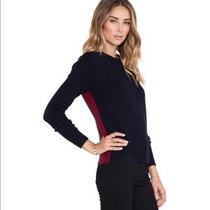 NWOT Madison Cashmere Sweater in Navy/Burgundy